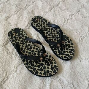Coach Signature Bow Flip Flop Monogram Sandals